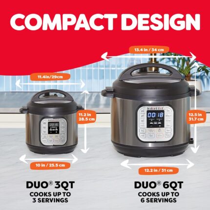 Instant Pot Duo 3QT (2.8L) 7-in-1 Electric Pressure Cooker, Multi Pot, SS304 Stainless Steel Inner Pot, Slow Cook, Rice Cooker, Steamer, Sauté, Yogurt Maker & Keep Warm, 11 Customizable programs, 230V