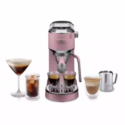 Dedica Duo White Manual Espresso Maker Rose Pink